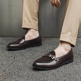 Xajzpa Men's Casual Leather Shoes Buckle Trendy Party Wedding Shoe Mens Comfortable Driving Flats Men Moccasins Loafers EUR Sizes 38-46