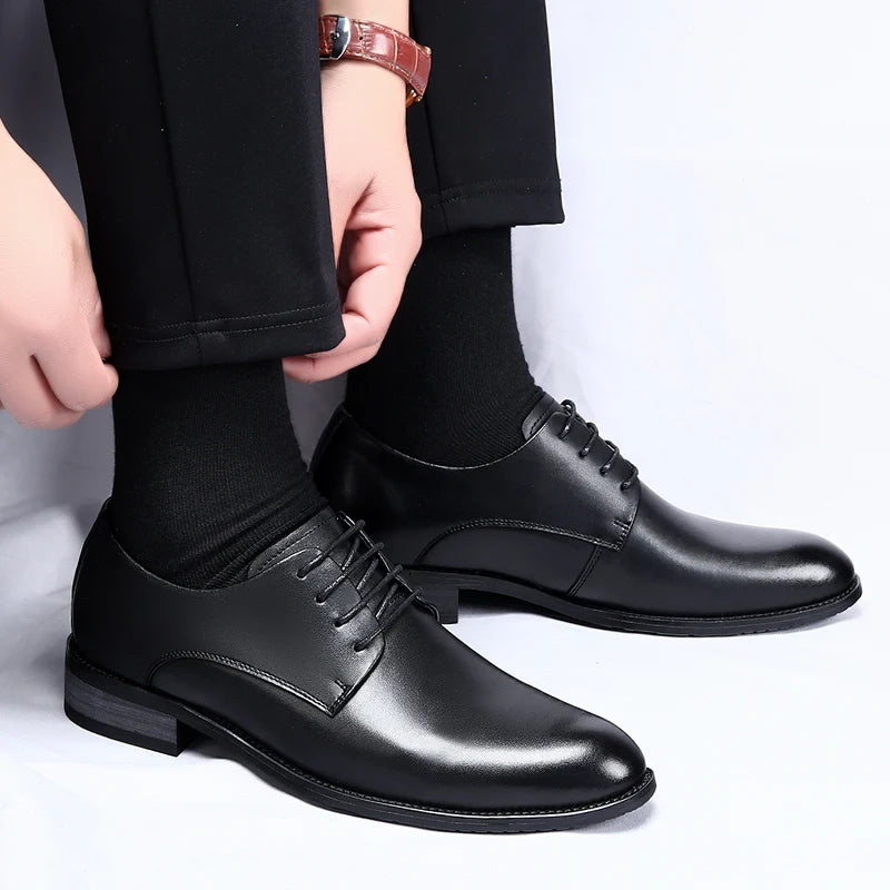Xajzpa High Quality Handmade Oxford Dress Shoes Men Genuine Cow Leather Suit Shoes Footwear Wedding Formal Italian Shoes Hot