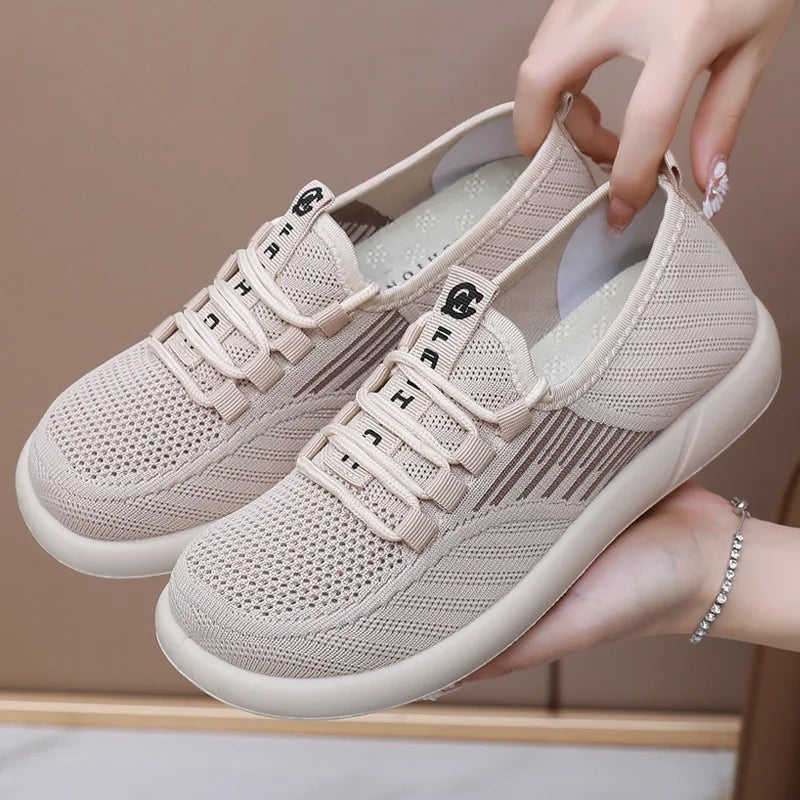 Xajzpa 2025 Summer New Women's Traditional Cloth Shoes High Elastic Knitted Casual Walking Shoes Lightweight Travel Footwea