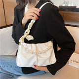 Xajzpa Fashion Pleated Crossbody Shoulder Bag Fashion Cloud PU Leather Small Handbags Purse Women Pearl Luxury Design Underarm Bags
