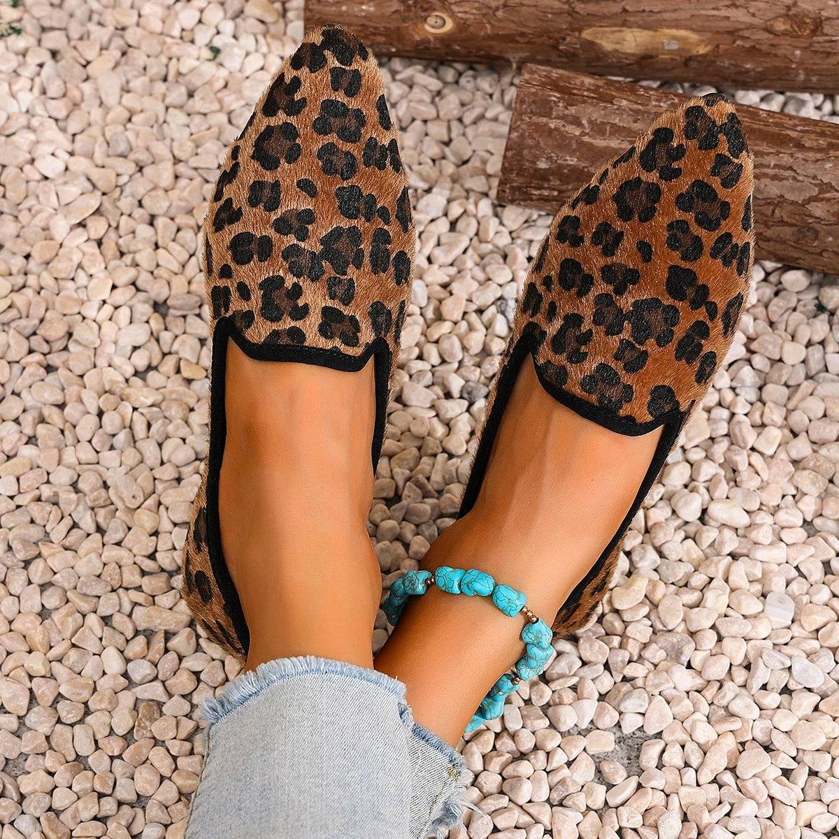 Xajzpa Women Pointed Toe Flats Shoes Fashion Flower Printing Comfortable Shallow Casual Loafers Ladies Breathable Non Slip Walking Shoe