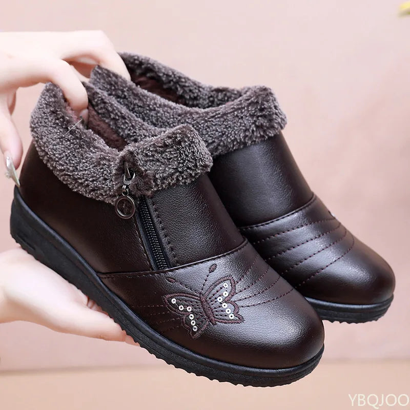 Xajzpa Winter flat bottom anti slip low top shoes for women providing warmth simplicity comfort wear resistance women's winter shoes