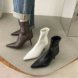Xajzpa New Style Luxury Women's Fashion Pointed Toe Ankle Boots Women Wedding Party Shoes Winter Autumn Slim Short Ladies Boots