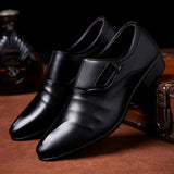 Xajzpa Men Formal Shoes Classic Business Pointed Leather Upper PU Leather Simple Buckle Design Easy To Wear Black Oversized Size 38-48