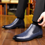 Xajzpa Plus Size Men's Luxurious Solid Ankle Chelsea Boots - Premium Wear-Resistant PU Leather Uppers, Slip-On Design, Breathable Lining, Cushioned Insoles, Durable Outsoles - Ideal for Business Occasions, Office Daily Footwe