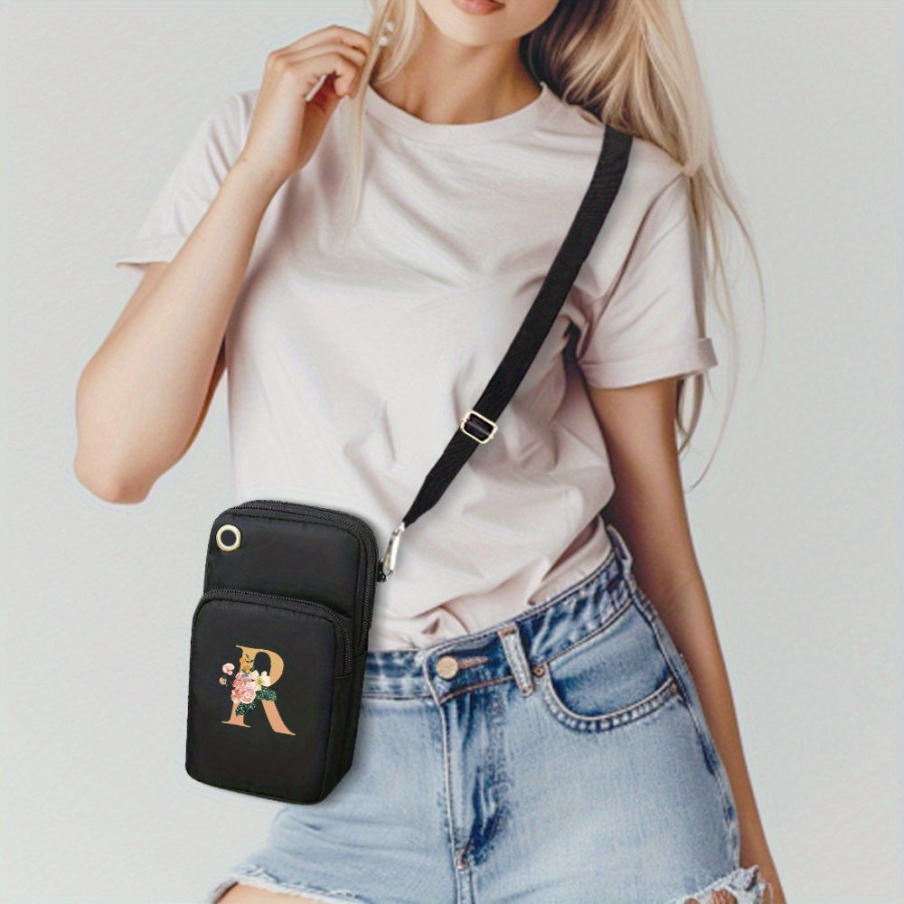 Xajzpa 1pc Simple Letter R Printed Girls Polyester Oxford Bag Fashion Girls Shoulder Bag All-Match Messenger Bag Leisure Outdoor Shoulder Bag Arm Bag Sports Bag Mobile Phone Shoulder Bag Pocket Money Bag Large Mobile Phone Mu