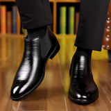 Xajzpa Plus Size Men's Luxurious Solid Ankle Chelsea Boots - Premium Wear-Resistant PU Leather Uppers, Slip-On Design, Breathable Lining, Cushioned Insoles, Durable Outsoles - Ideal for Business Occasions, Office Daily Footwe
