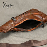 Chest Pack Casual Bag Men Leather Packs Mini Sling Of Male Genuine Crossbody Single Shoulder