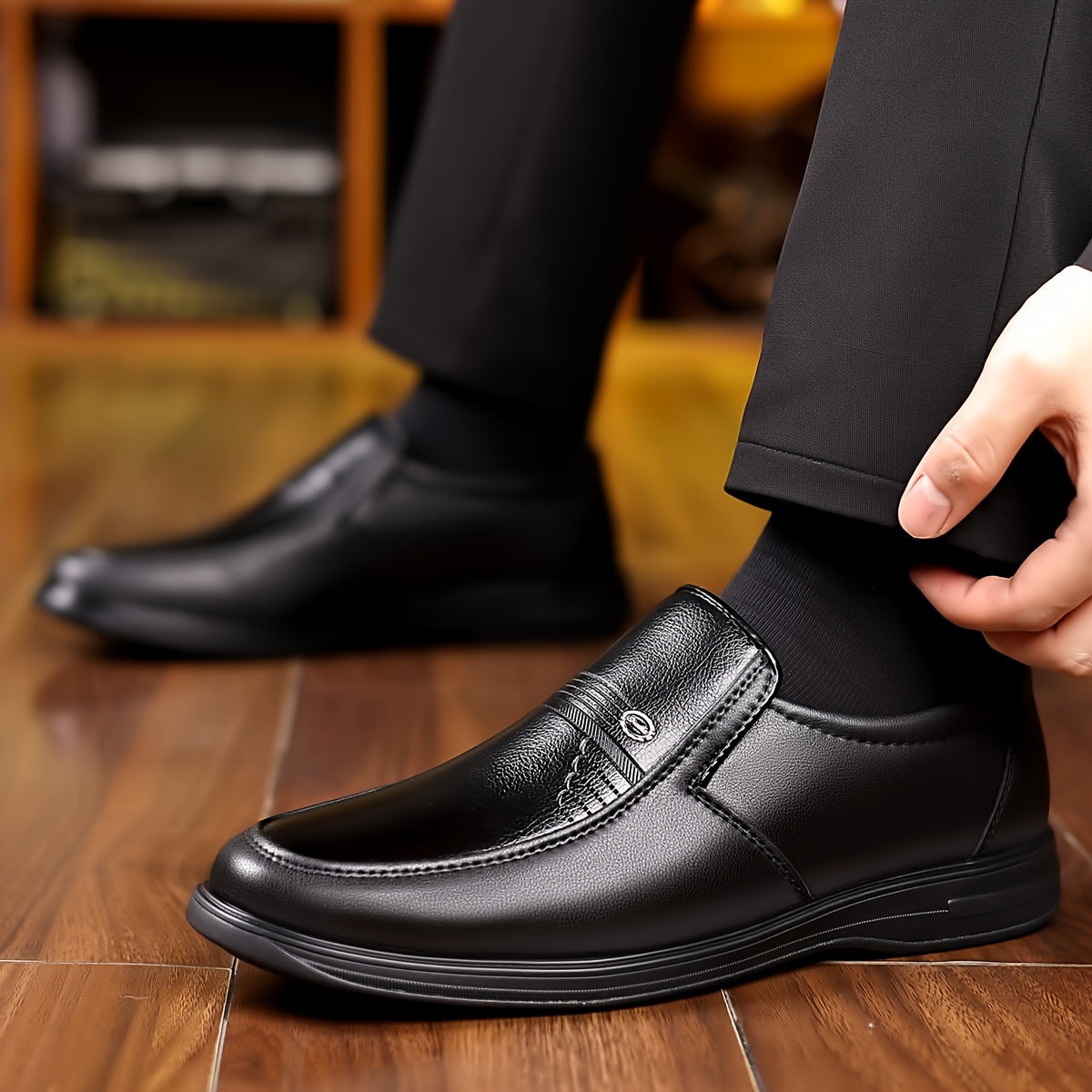 PLUS SIZE Mens Stylish Slip-On Dress Shoes - Ultra-Comfortable, Non-Skid & Durable - Perfect for Formal to Outdoor Wear
