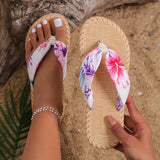 Xajzpa Women's Flower Pattern Flip Flops, Casual Clip Toe Summer Shoes, Lightweight Beach Shoes