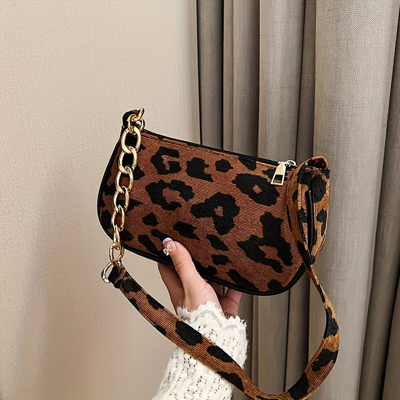 Xajzpa Leopard Print Messenger Bag - Stylish All-Match Chain Shoulder Bag, Fashionable and Versatile Handbag for Various Occasions, Spacious Coin Phone Purse, Designed for Women Who Value Style and Practicality