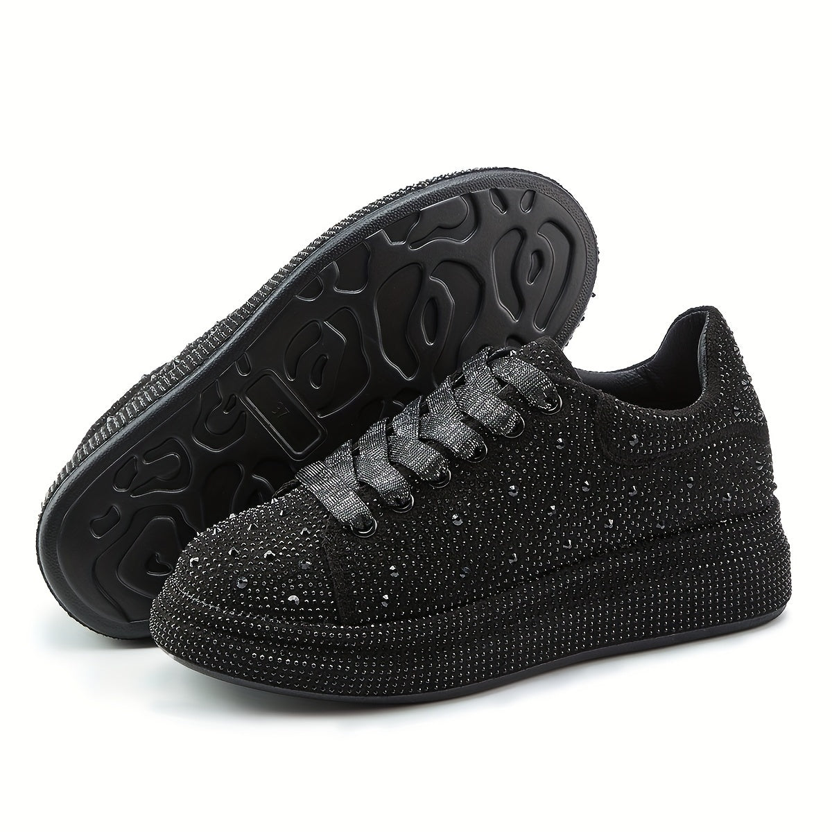 Xajzpa Sparkly Rhinestone BlingBling Party Sneakers - Women's Sporty Fashion Casual Prom Shoes
