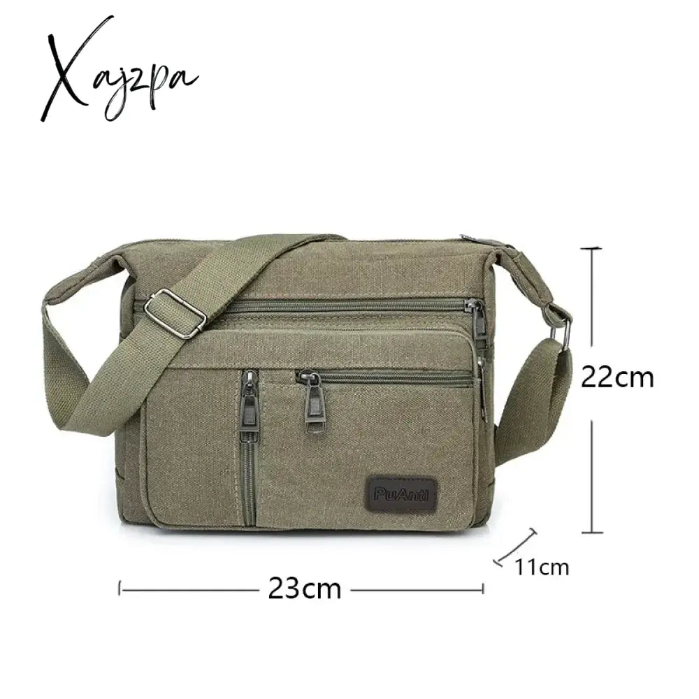 Horizontal Men’s Canvas Shoulder Messenger Bag To Do Business Collection Wallet Travel Mobile Phone