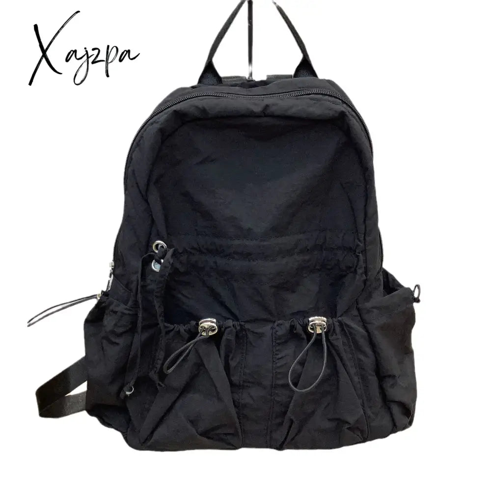 Korean Simple Nylon Summer Beach Pleated Women Backpack Students School Girl Travel Commuter