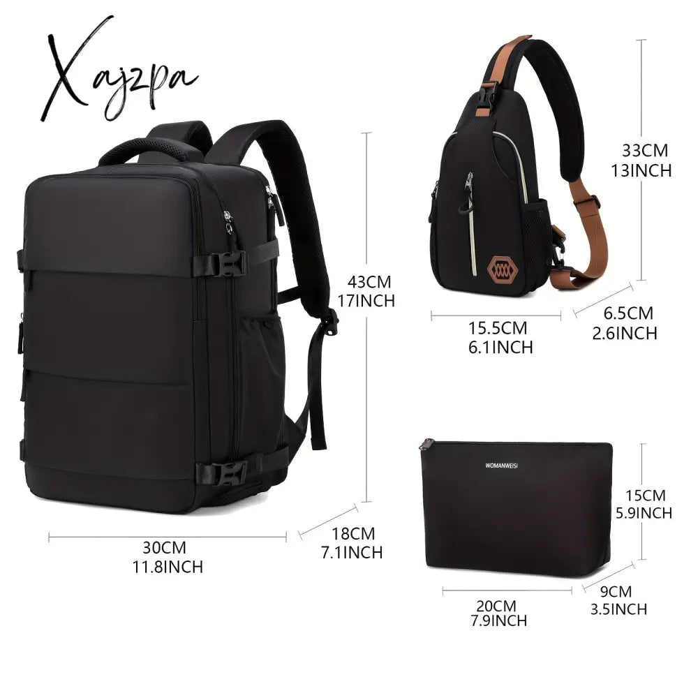 Large Capacity Travel Backpack With Shoe Compartment Dacron Lightweight Laptop Daypack Charging