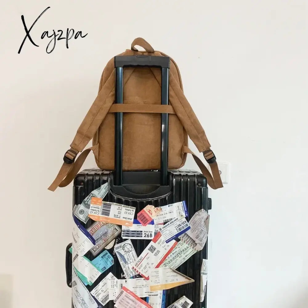 Men And Women Suede Solid Backpack Fashion College Couple Leisure Bagpack Winter School Bag Cute
