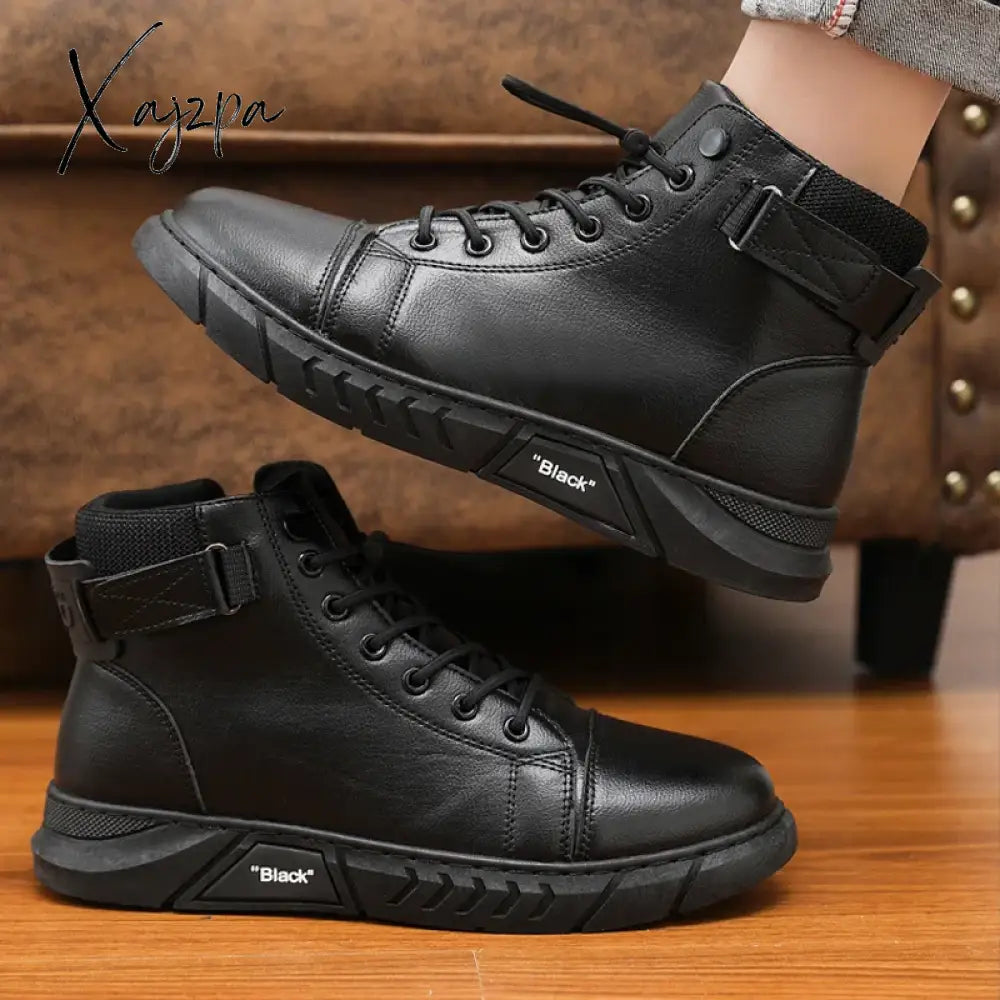 Men Ankle Boots Autumn Winter Plush Walking Shoes Mens Solid Colors Warm Outdoor Chelsea Zapatos