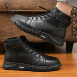 Men Ankle Boots Autumn Winter Plush Walking Shoes Mens Solid Colors Warm Outdoor Chelsea Zapatos