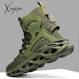 Mens High Top Breathable Shock Absorption Blade Type Lace Up Shoes - Superior Cushioning, Non-Slip Rubber Sole, Comfortable Cloth Insole and Upper - Ideal for Jogging, Walking, Sports and Outdoor Activities