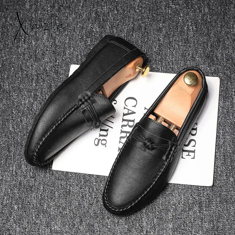 Men’s Leather Casual Shoes Luxury Social Loafers Moccasins For Men Trends 2024 Comfortable Flats