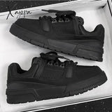 Pure Black Mens Sneakers All-match Fashion Vintage Breathable Platform New Casual Shoes Spring and Autumn Sports Male Footwear