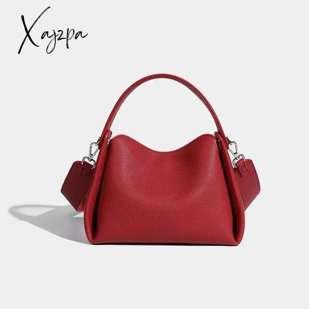 Soft cigarette box bag bag women's summer new niche luxury sense hand-held bucket bag leather red crossbody