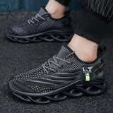Ultra Comfort Men’s Knit Running Shoes - Breathable Shock-Absorbing Soft Sole Lace-Up Design For