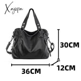Women’s Black Large Shoulder Bag Quality Pu Leather Lychee Pattern Ladies Soft Tote Handbag