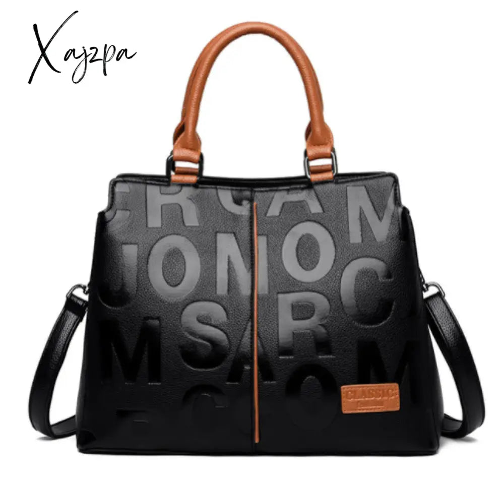 Xajzpa - 2 Layers Ladies Quality Leather Letter Shoulder Bags For Women Luxury Handbags Designer