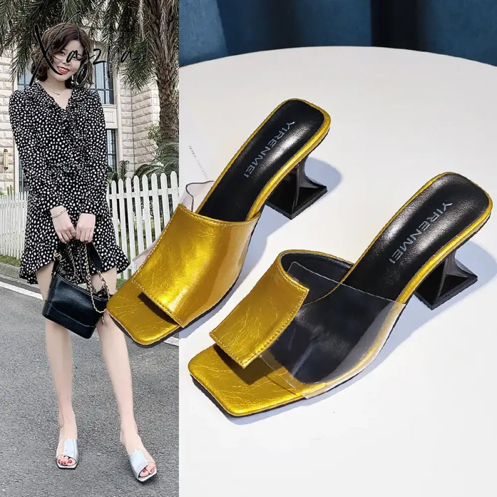 Xajzpa - 2023 Green Hot Summer Pointed Toe Heel High Heels Sandals Lady Pumps Slip On Shoes Sexy