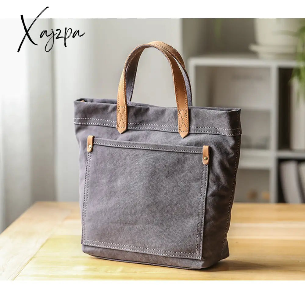 Jsvery 2022 Japanese Tote Bag with Pockets Women Shoulder Leather Handbag Canvas Sling Bags Crossbody Travel Bag large capital shopping bag jsvery