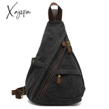 Xajzpa - 2023 new men's canvas chest bag large capacity leisure men's bag Single Shoulder Messenger Bag multi functional back backpack