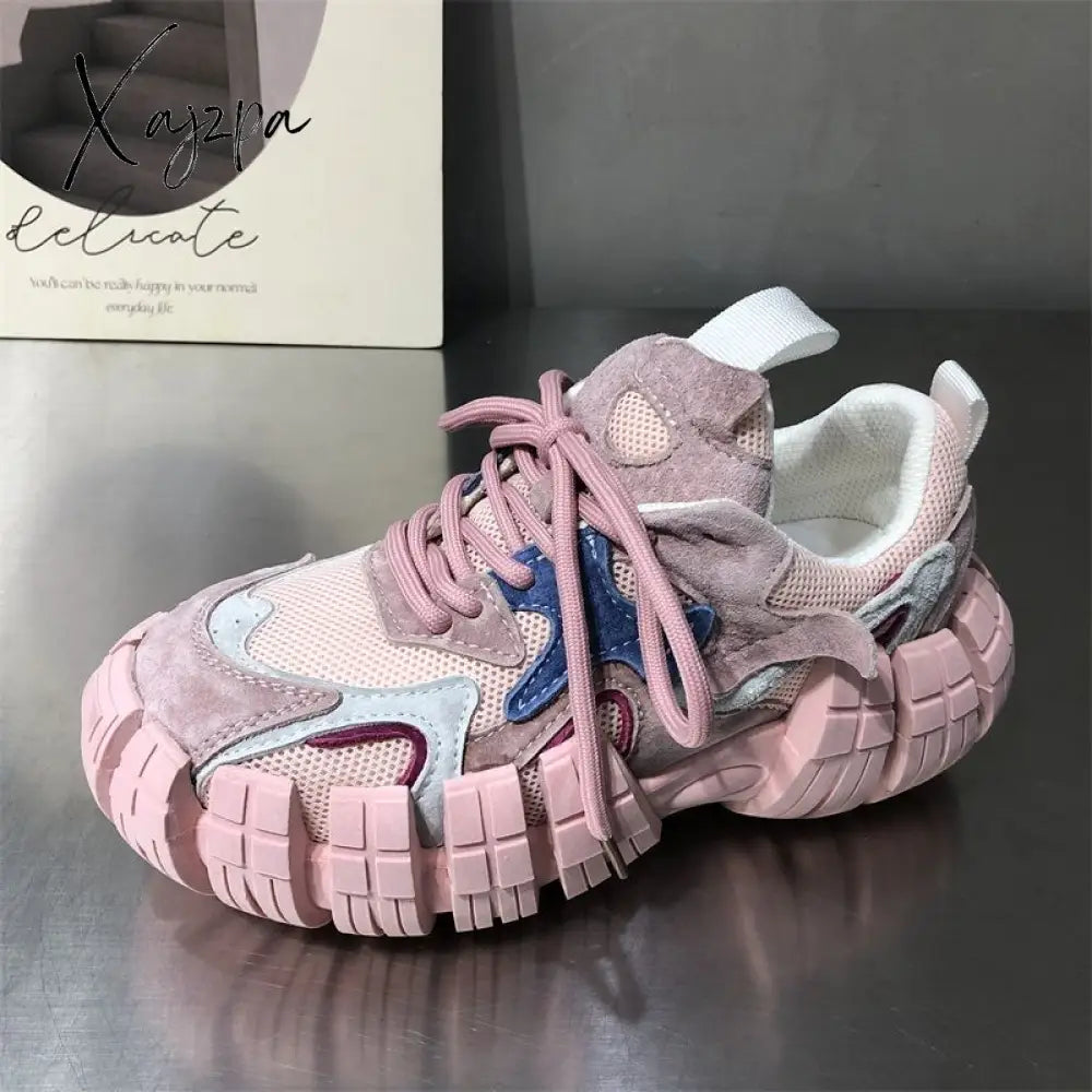 Xajzpa - 2023 Platform Mesh Sneakers Women Breathable Tennis Female Vulcanized Shoes Spring Chunky