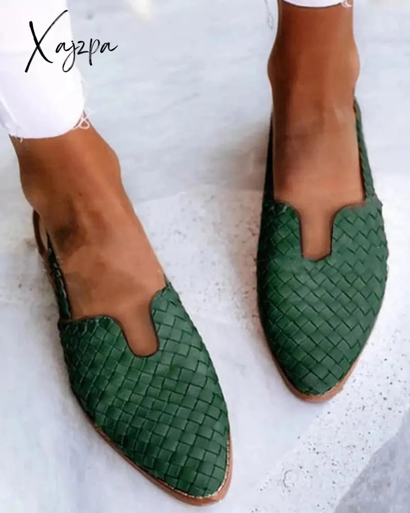 Xajzpa - 2023 Summer Flat Heels Women Shoes Pointed Toe Slip On Womenβs Sandal Big Size 34-43