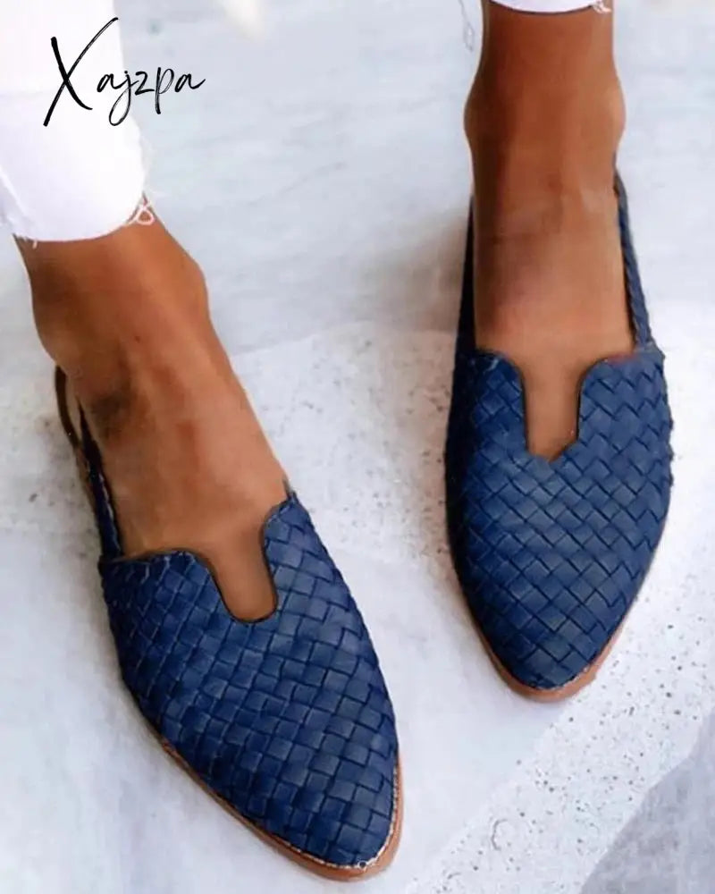 Xajzpa - 2023 Summer Flat Heels Women Shoes Pointed Toe Slip On Womenβs Sandal Big Size 34-43