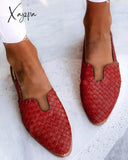 Xajzpa - 2023 Summer Flat Heels Women Shoes Pointed Toe Slip On Womenβs Sandal Big Size 34-43