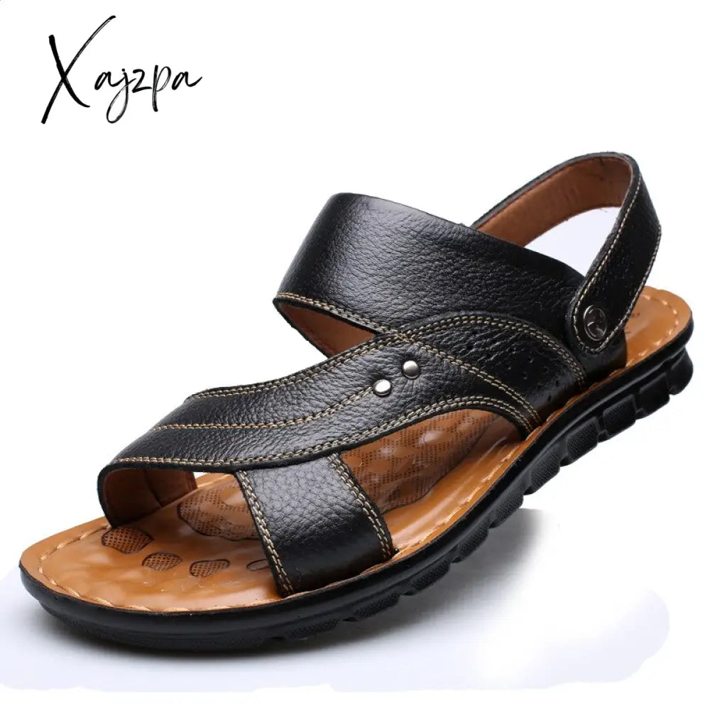 Xajzpa - 2023 Summer New Men’s Leather Beach Fashion Casual Elastic Strap Shoes Sandals