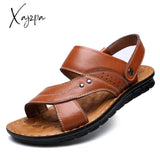 Xajzpa - 2023 Summer New Men’s Leather Beach Fashion Casual Elastic Strap Shoes Sandals