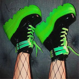 Xajzpa - 2024 Women Punk Gothic Motorcycle Boots Platform Chunky High Heels Ankle Boot Winter Ladies Cool Wedges Woman Black Female Shoes