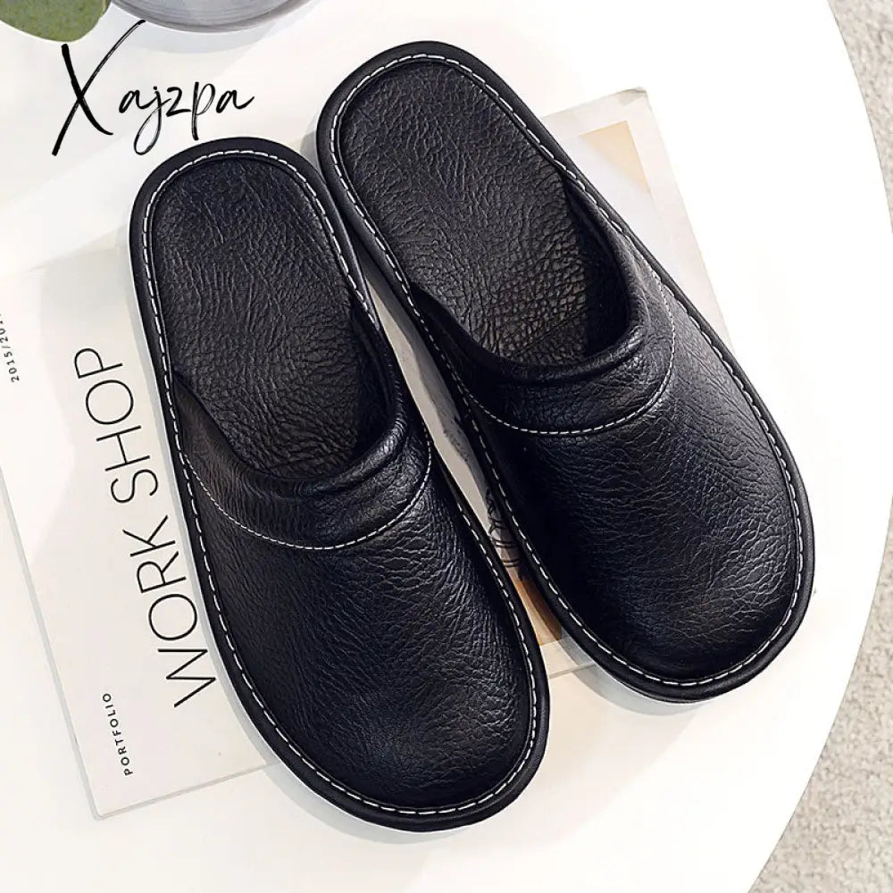 Xajzpa - Autumn Winter Indoor Shoes Menâs Slippers Plus Size 47 48 Man Concise Navy Blue Slides
