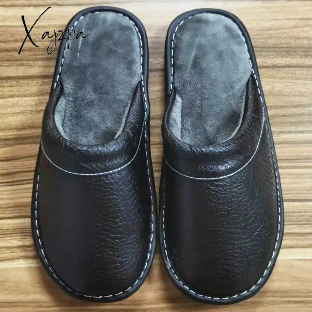 Xajzpa - Autumn Winter Indoor Shoes Menâs Slippers Plus Size 47 48 Man Concise Navy Blue Slides