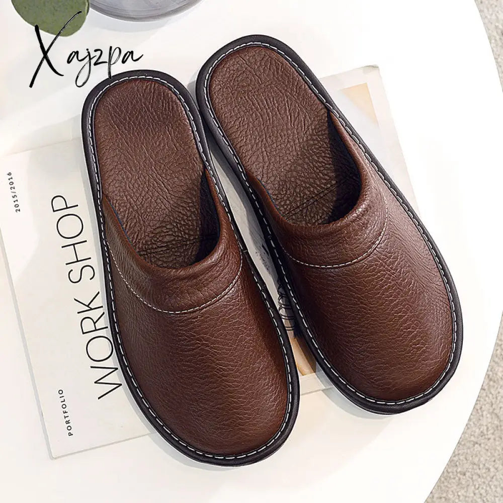 Xajzpa - Autumn Winter Indoor Shoes Menâs Slippers Plus Size 47 48 Man Concise Navy Blue Slides