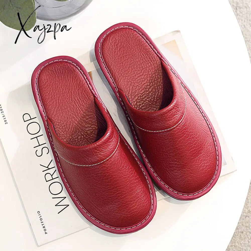 Xajzpa - Autumn Winter Indoor Shoes Menâs Slippers Plus Size 47 48 Man Concise Navy Blue Slides