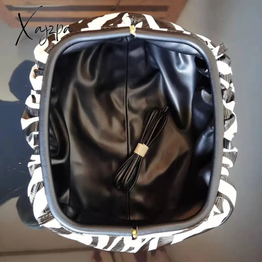 Xajzpa - Bags For Women Trend Clutch Dumpling Zebra Holographic Cloud Bag Pleated Pouch Tote