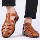 Xajzpa Big Size 48 Business Dress Men Sandals Breathable Soft Leather Shoes Black Half Slippers