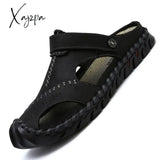 Xajzpa - Big Size 48 Men Leather Sandals Summer Classic Shoes Slippers Soft Roman Comfortable
