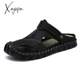 Xajzpa - Big Size 48 Men Leather Sandals Summer Classic Shoes Slippers Soft Roman Comfortable