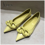 Xajzpa Brand Design Chain Buckle Flat Shoes Women Heel Ballet Pointed Toe Slip On Female Ballerina