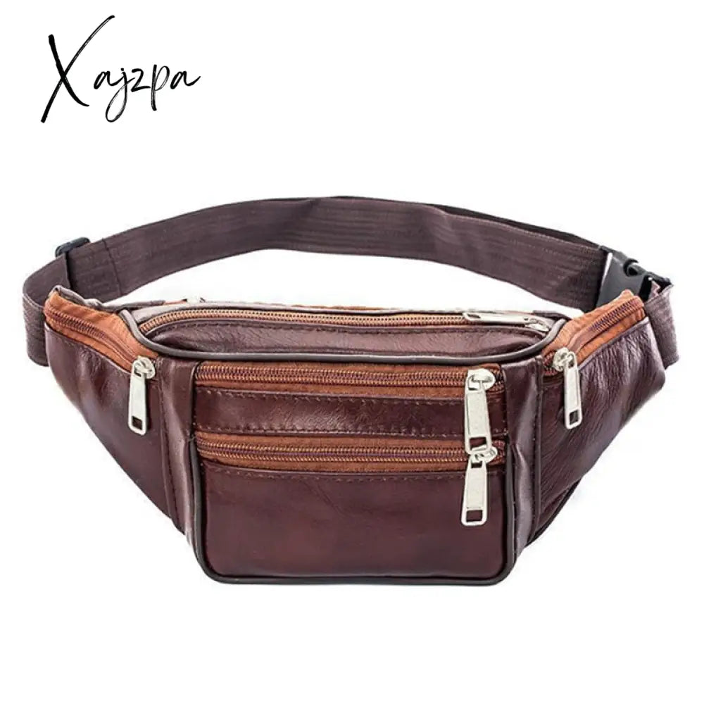 Xajzpa - Brand Fashion Men Genuine Leather Waist Packs Organizer Travel Pack Necessity Belt Mobile