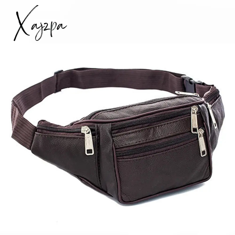 Xajzpa - Brand Fashion Men Genuine Leather Waist Packs Organizer Travel Pack Necessity Belt Mobile